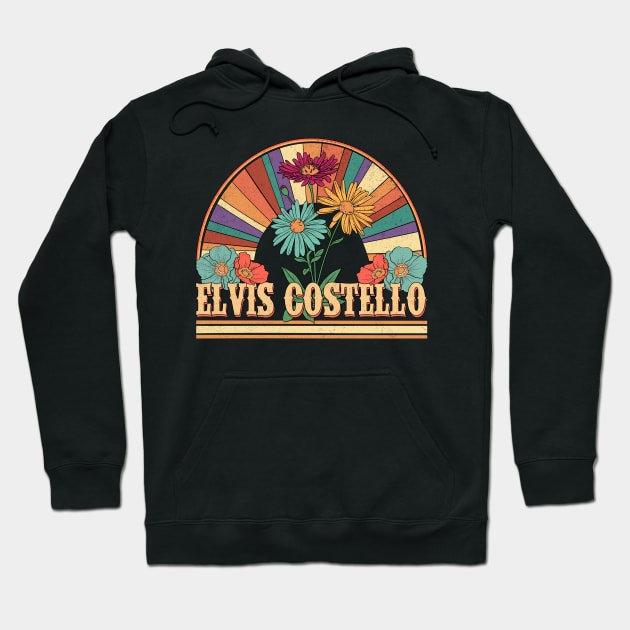 Elvis Flowers Name Costello Personalized Gifts Retro Style Hoodie by Roza Wolfwings